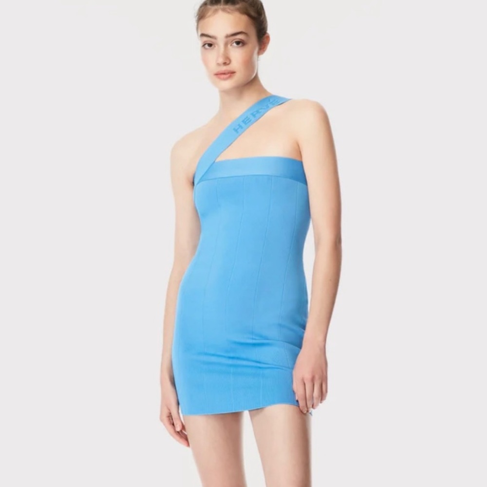 NWT Herve Leger Bandage Asymmetrical Strap Mini Dress - Periwinkle